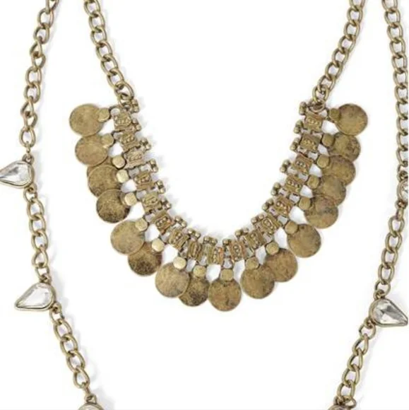 VENUS Gold Moroccan Coin Simulated Gemstone Necklace Costume Gift Indie Gypsy - Picture 4 of 6